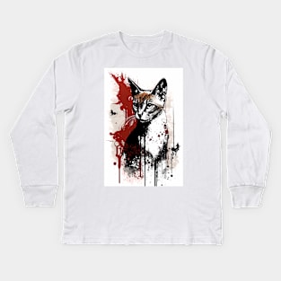 Abyssian Cat Portrait Kids Long Sleeve T-Shirt